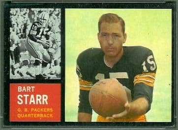 Bart Starr, Green Bay Packers quarterback, pictured on a period trading card