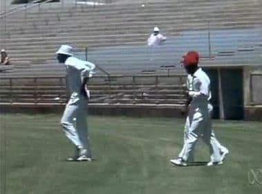 Clive Lloyd leading out the West Indies cricket team, 1977