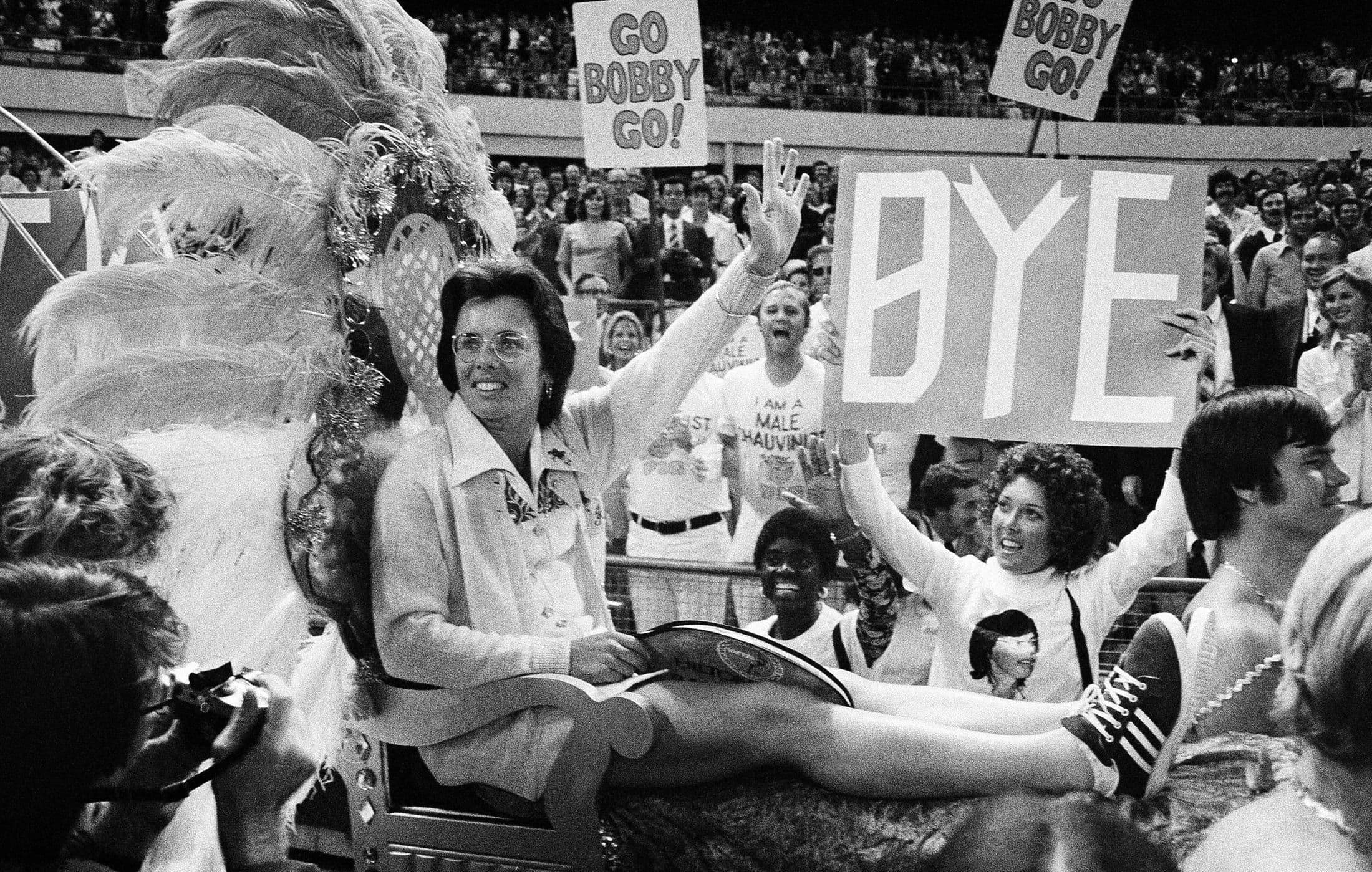 Billie Jean King playing tennis