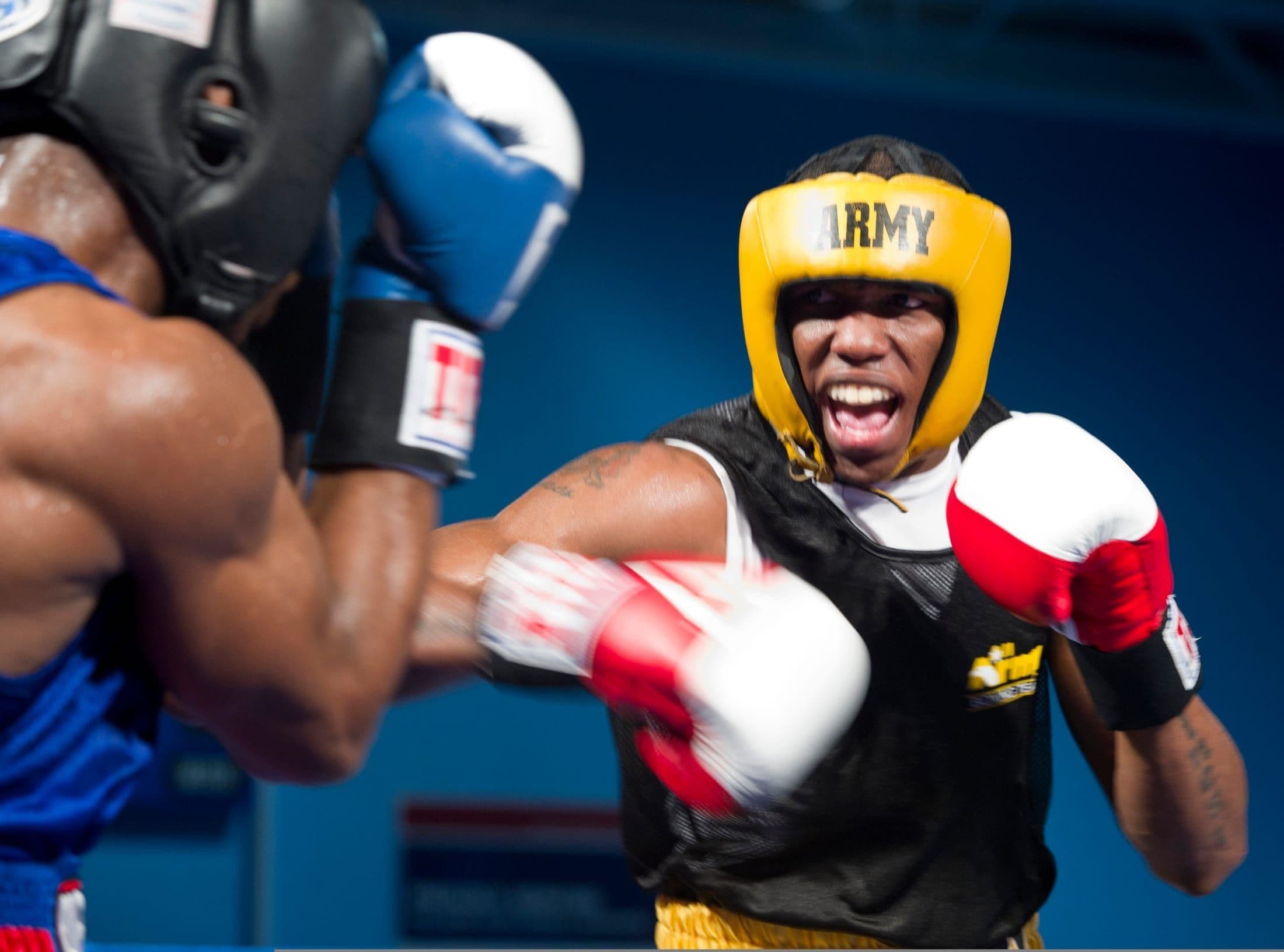 Boxing ring during a heavyweight title fight