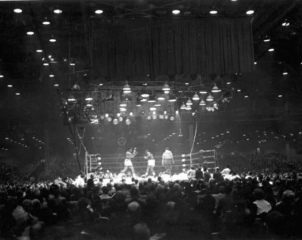 The boxing ring at the Cassius Clay vs. Sonny Liston world heavyweight title fight, 1964